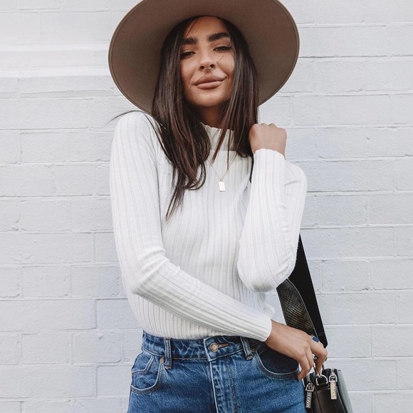 Princess Polly • The Butler Mock Neck Sweater White - Picture 1 of 7